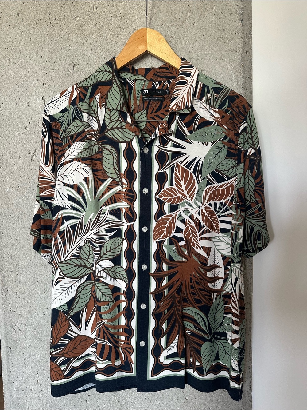 Simon’s Le 31 Men's Casual Summer Short-Sleeve Button-Down Shirt S